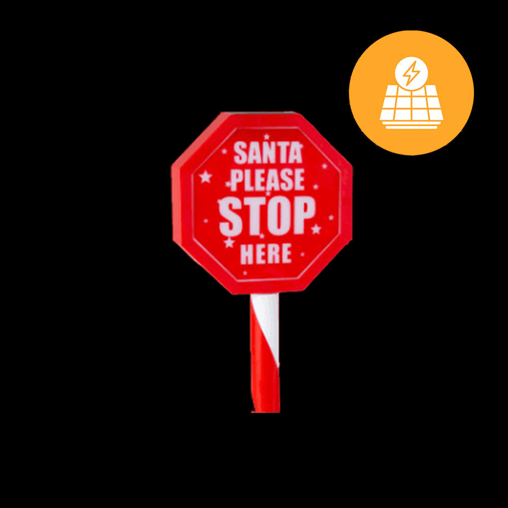 Solar Santa Stop Sign Stake 45cm