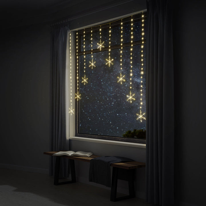 LED Snowflakes Curtain Lights avialable in 2 Colors - Warm White