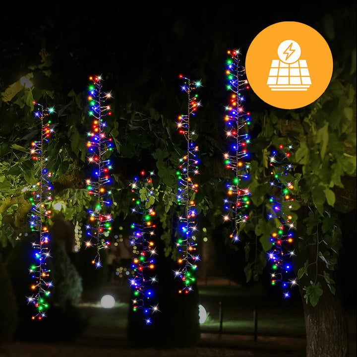 Solar 480 LED Cluster Chain Lights available in 2 Colors - Multicolor