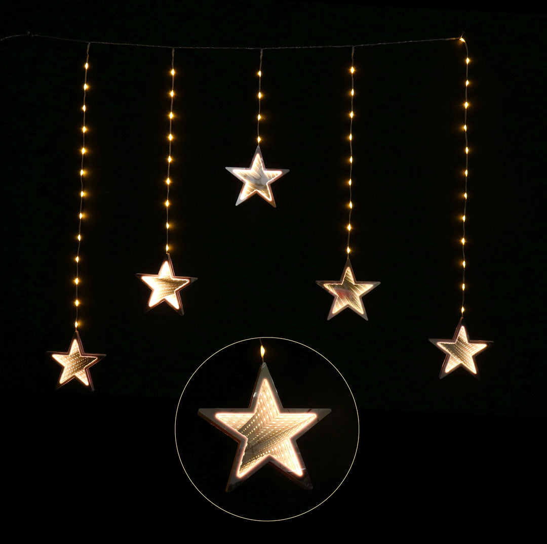 LED Infinity Stars Curtain Lights avaiable in 2 Colors - Warm White