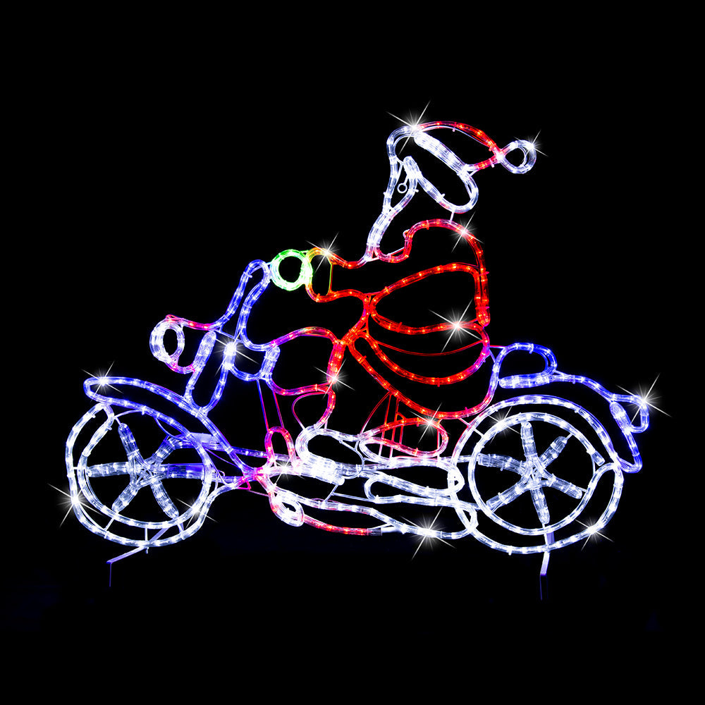 LED Ropelight Motorbike Crew Santa