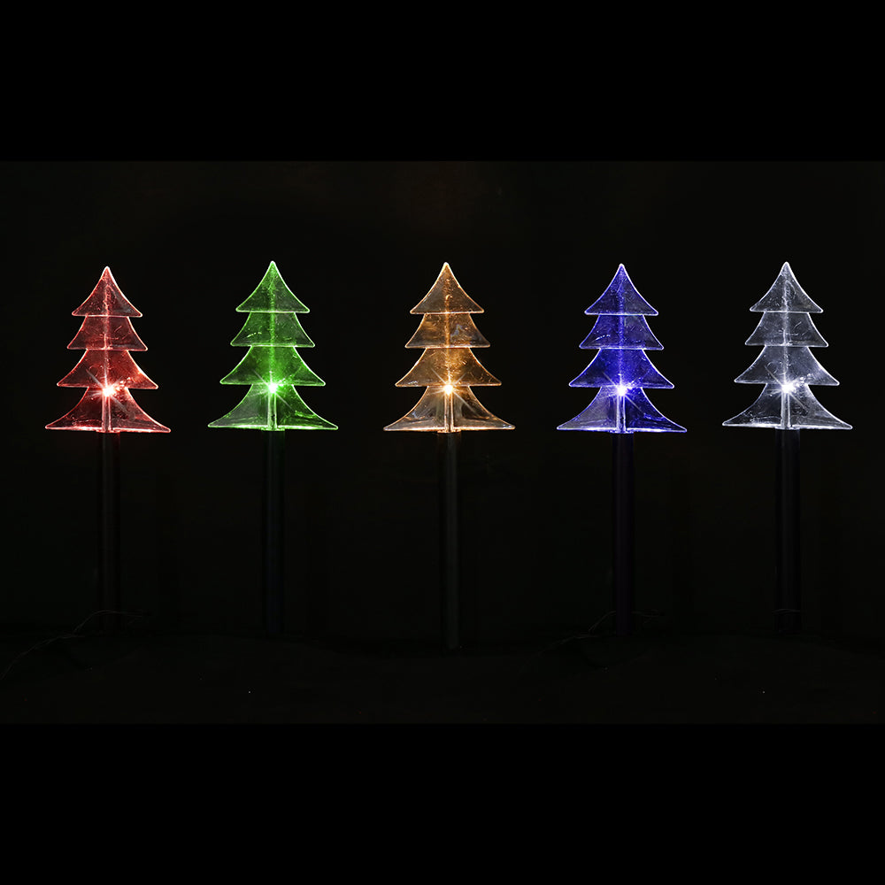 Solar Tree Shape Path Lights – 5 Pack, 38cm available in 2 Colors - Warm White