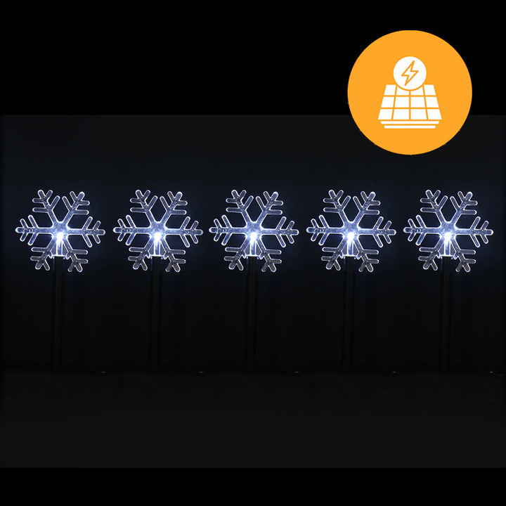 Solar Snowflake Path Lights – 5 Pack, 35cm available in 2 Colors - Cool White