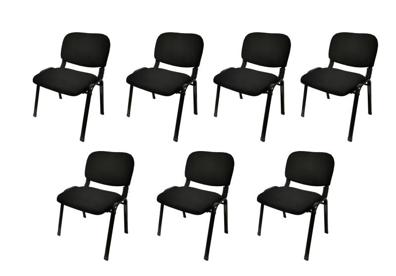 NNECN Stackable & Linkable Office Conference Visitor Community  Chairs (Set of 7-Black)