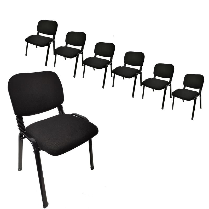 NNECN Stackable & Linkable Office Conference Visitor Community  Chairs (Set of 7-Black)