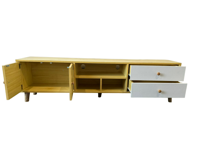 NNECN Two-Doors, Two-Drawers Wooden TV Cabinet