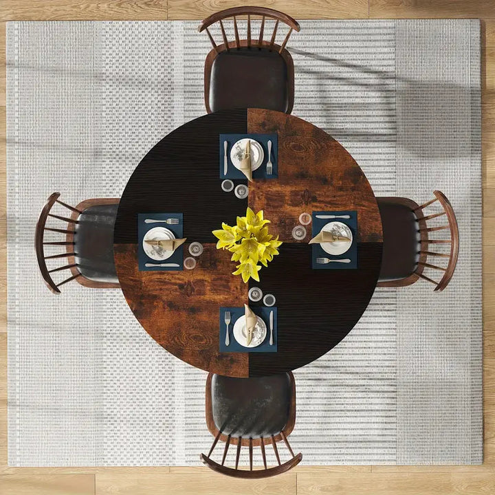 NNETMLT Round Dining Table - Rustic Brown & Black