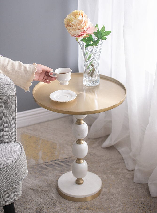 JESICCA MARBLE AND ALUMINUIM HAND MADE SIDE TABLE