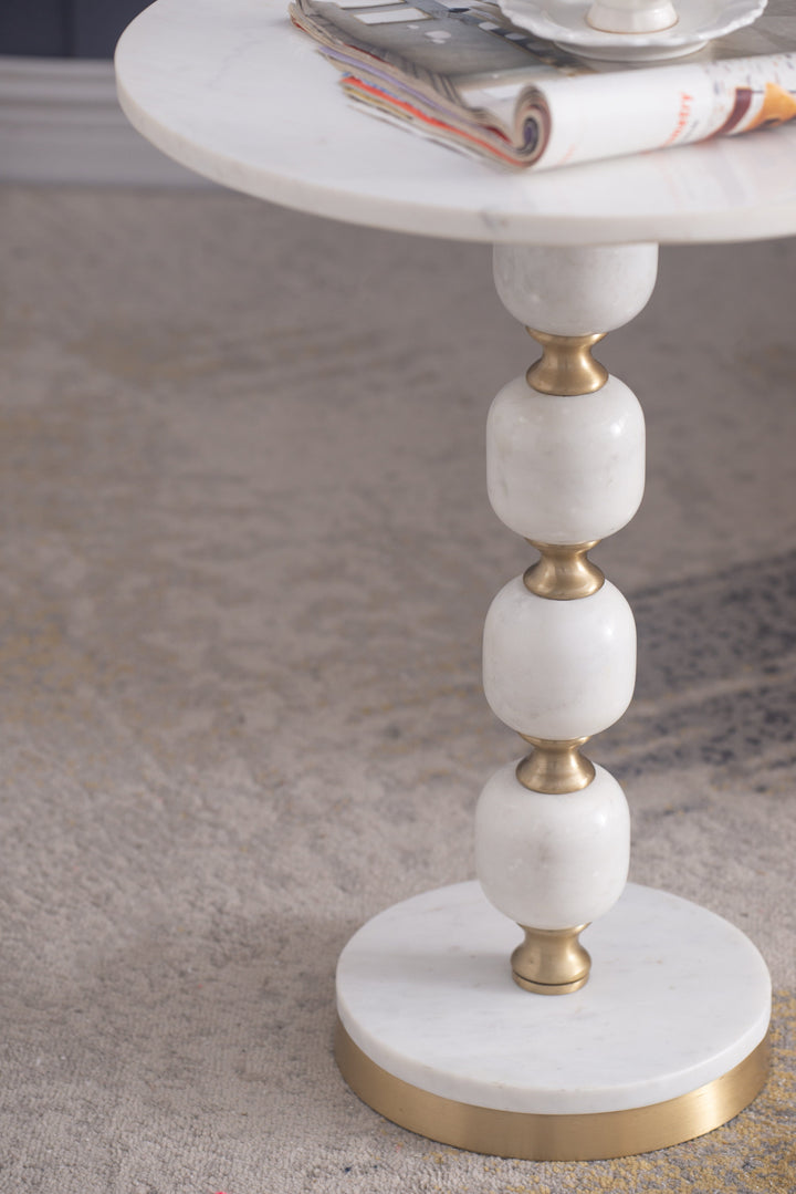 PEBBLE MARBLE AND ALUMINUIM HAND MADE SIDE TABLE