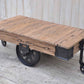 OLD RAILWAY SLEEPER INDUSTRIAL CART COFFEE TABLE