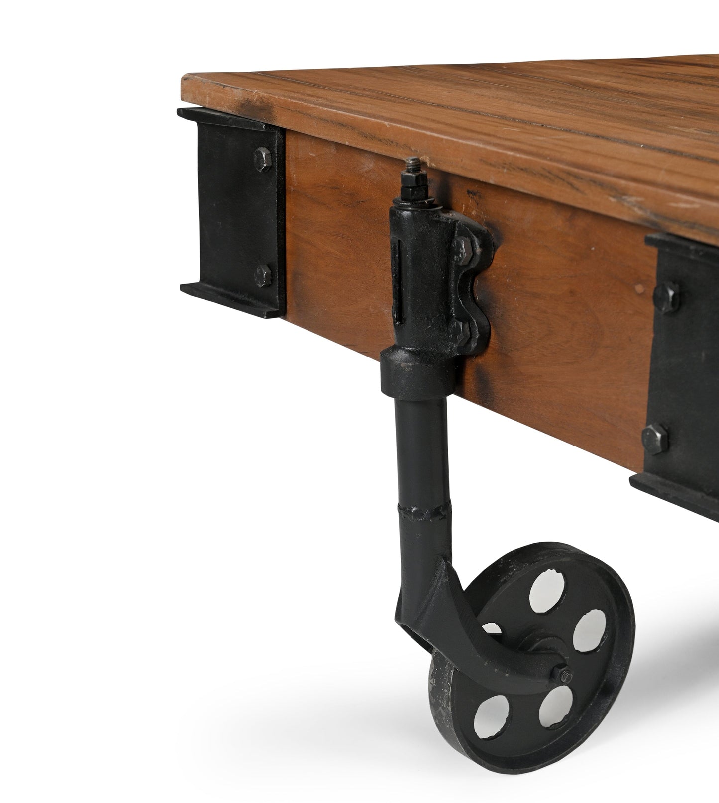 OLD RAILWAY SLEEPER INDUSTRIAL CART COFFEE TABLE