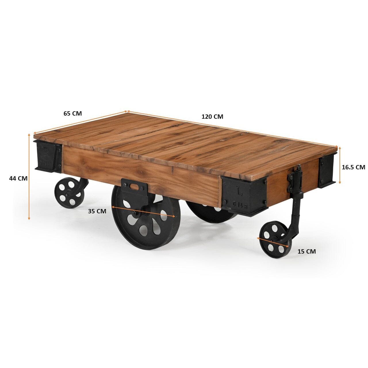 OLD RAILWAY SLEEPER INDUSTRIAL CART COFFEE TABLE