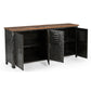 VINTAGE IRON LOCKER SIDEBOARD WITH RECLAIMED RAILWAY SLEEPER WOOD