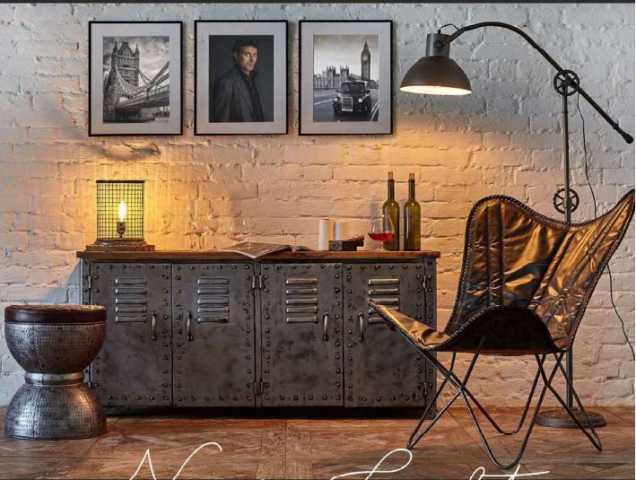 VINTAGE IRON LOCKER SIDEBOARD WITH RECLAIMED RAILWAY SLEEPER WOOD