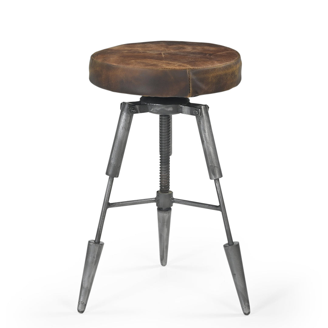 TRIPOD LEATHER WIND UP STOOL