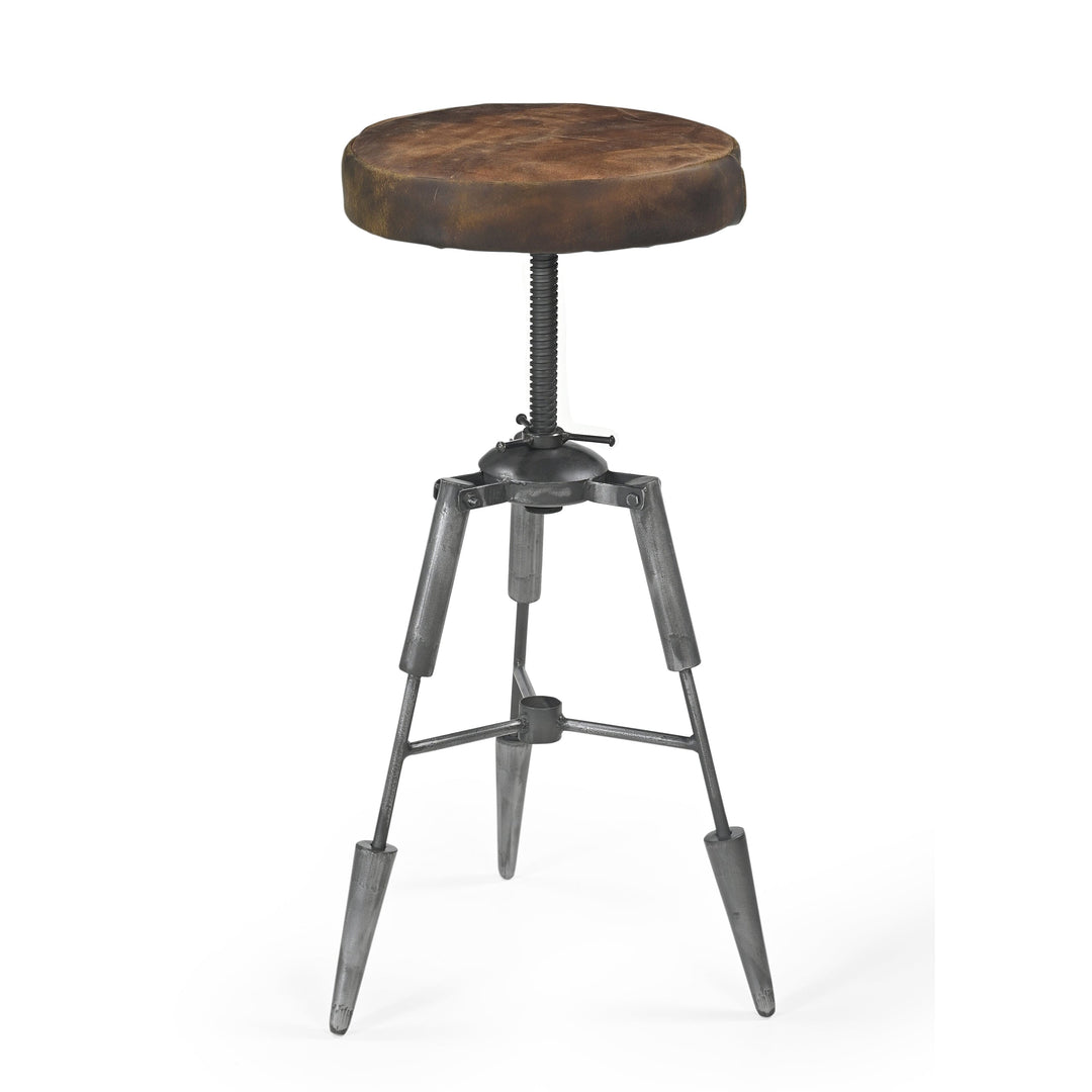 TRIPOD LEATHER WIND UP STOOL