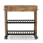 HARDWOOD BUTLERS TROLLEY ON WHEELS DISTRESSED FINISH