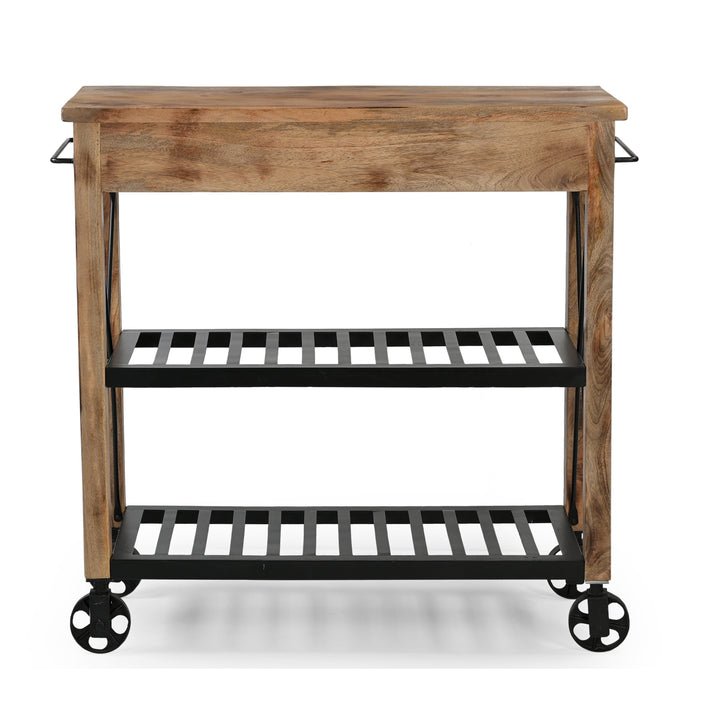 HARDWOOD BUTLERS TROLLEY ON WHEELS DISTRESSED FINISH