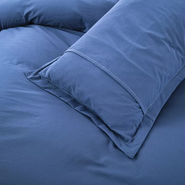 100% cotton Premium Doona Duvet Quilt Cover Set with Soft Pillowcases - Blue-King