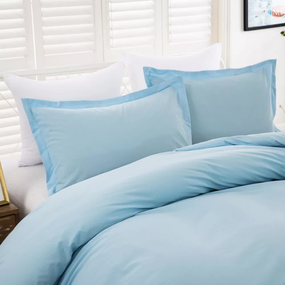 100% cotton Premium Doona Duvet Quilt Cover Set with Soft Pillowcases - Aqua-Double