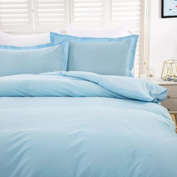 100% cotton Premium Doona Duvet Quilt Cover Set with Soft Pillowcases - Aqua-King