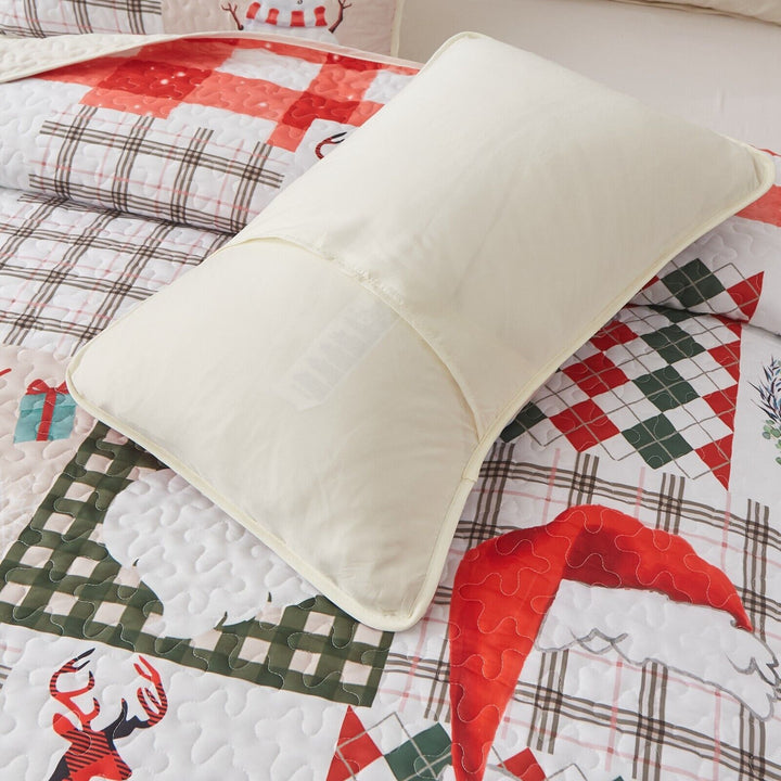 Joyful Santa & Reindeer Christmas Queen Bedspread Set