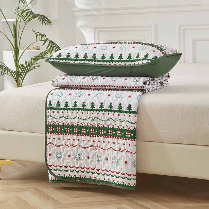 Cozy Christmas Eve Queen Bedspread Set