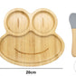 Bamboo Kids Children Baby Plate Bowl & Silicon Suction Cap Base & Spoon - Frog