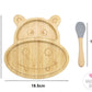 Bamboo Kids Children Baby Plate Bowl & Silicon Suction Cap Base & Spoon - Hippo