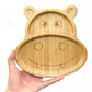 Bamboo Kids Children Baby Plate Bowl & Silicon Suction Cap Base & Spoon - Hippo