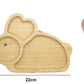 Bamboo Kids Children Baby Plate Bowl & Silicon Suction Cap Base & Spoon - Rabbit