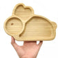 Bamboo Kids Children Baby Plate Bowl & Silicon Suction Cap Base & Spoon - Rabbit