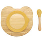 Bamboo Kid Child Baby Plate Bowl & Silicon Suction Cap Base & Spoon - Teddy Bear