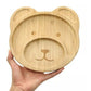 Bamboo Kid Child Baby Plate Bowl & Silicon Suction Cap Base & Spoon - Teddy Bear