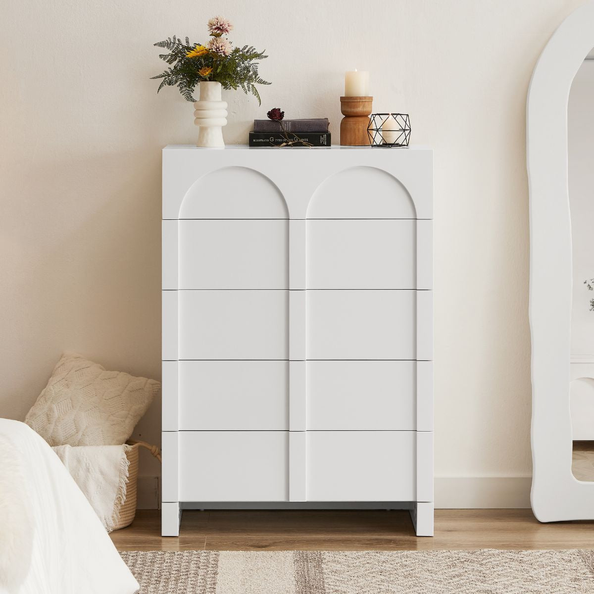 Dome White 5 Chest of Drawers