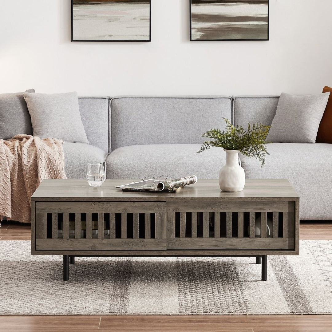 Nathan Mid-century Modern Dark Coffee Table with Storage