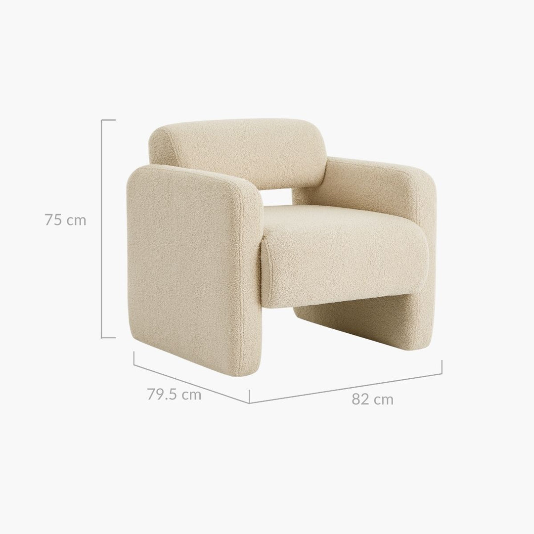 Lilah Modern Boucle Fabric Armchair - Light Sand