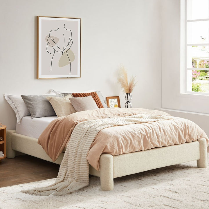 Zara Modern Boucle Fabric Bed Base - King