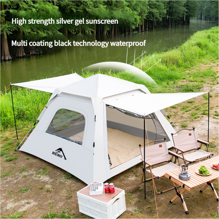 Four-sided tent with Sunshade Awning - Large size (240x240x155cm), High-Strength UV Protection and Multi-Coating Waterproof for outdoor excursions