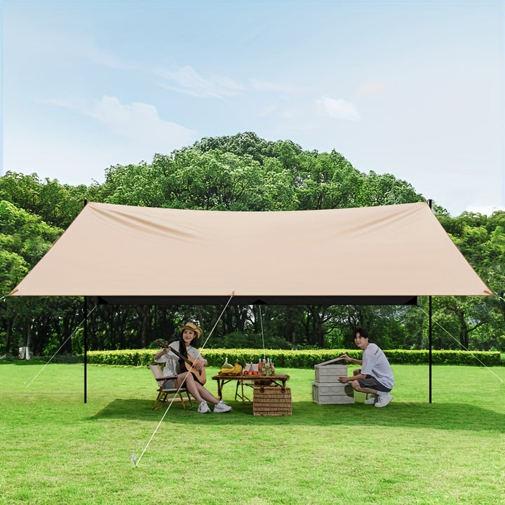 Outdoor camping square sky curtain, black glue sky curtain, sun and rain protection