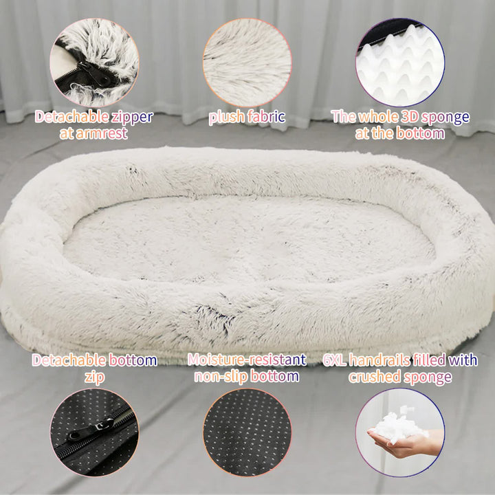 Fluffy Donut-Shaped Pet Bed- Soft, Cozy, and Anti-Anxiety for Dogs and Cats, Machine Washable Dark Gray Size:S 60*50*18cm