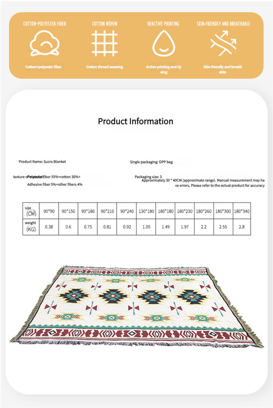 2pcs pack set 90*180cm Bohemian Picnic Blanket, Waterproof Camping Blanket, Outdoor Rug for Camping, Picnic, Beach