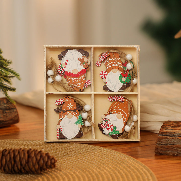 3 boxe style a set New Christmas Decorations, Small Wooden Pendants, Christmas Tree Decorations, 12 Wooden Box Packaging Pendants