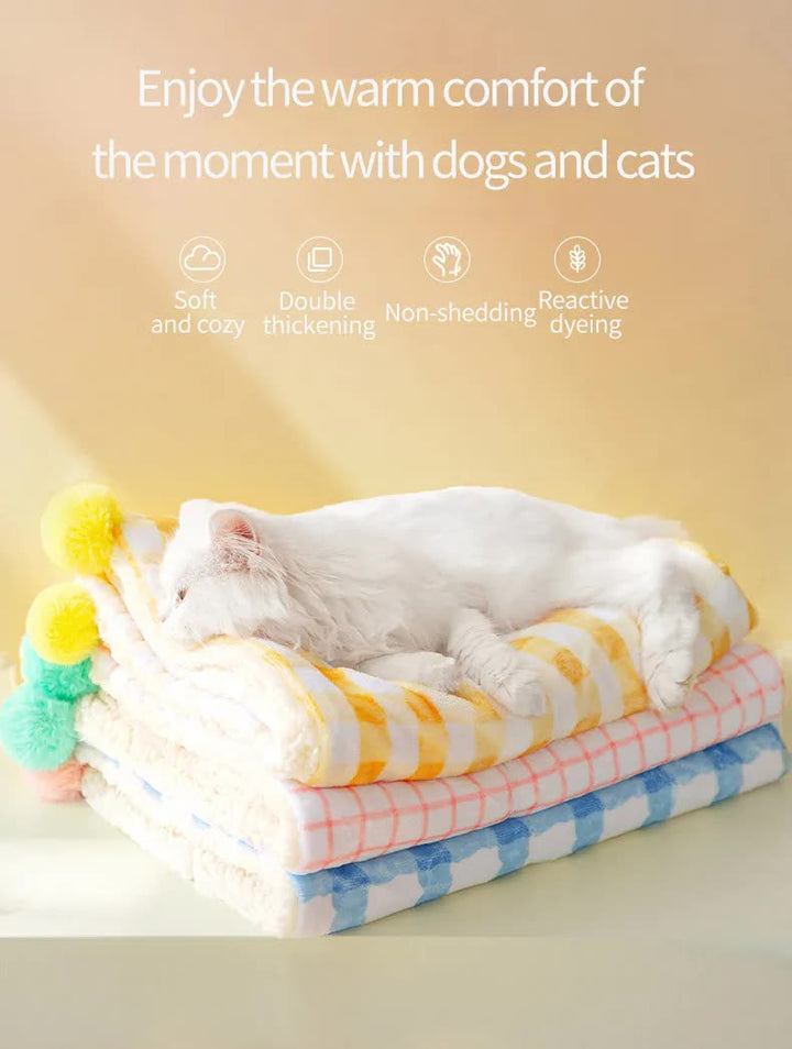 Multi-Use Pet Blanket -Soft Cushion, Blanket, and Pillow for Cats and Small Dogs, Yellow XL100*78CM