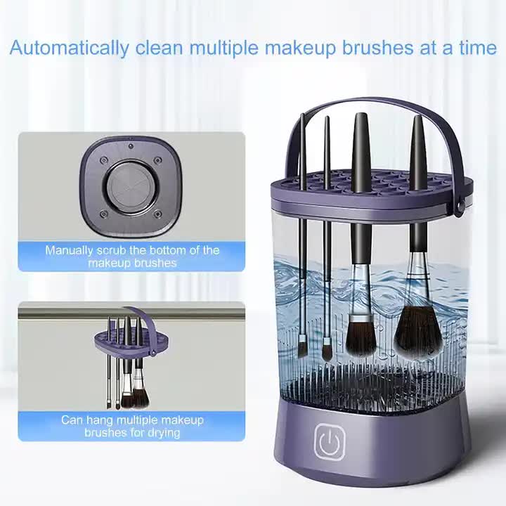 Electric Makeup Brush Cleaner with USB Rechargeable Design - Fast, Convenient Cleaning for All Brush Sizes(White)