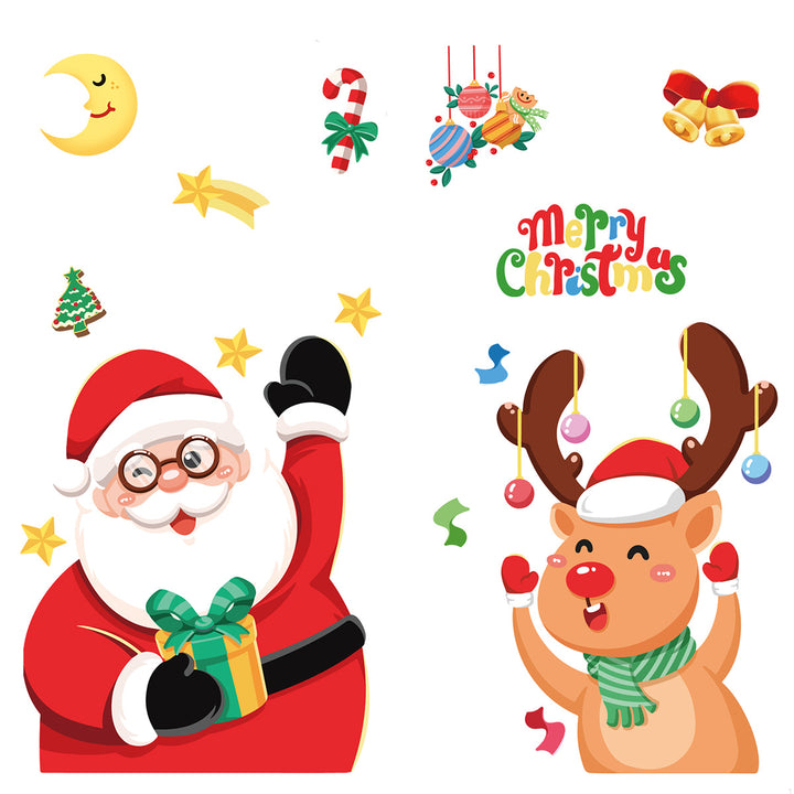 Christmas Window Stickers - Festive Santa Claus, Penguin, and Reindeer Decals for Holiday Home Decor - 2 Set of 16 Sheets (25*35cm)