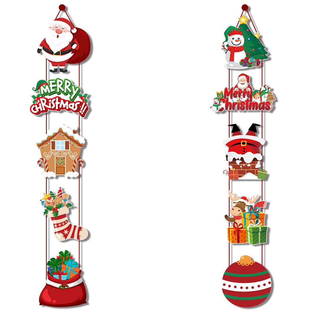 Set of 10 Christmas Hanging Door Decorations - Santa, Snowman, Stocking, and Gingerbread Ornaments  (3 set,  30 pieces)