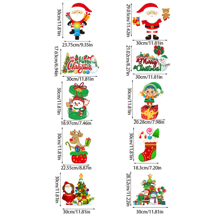 Set of 10 Christmas Hanging Door Decorations - Santa, Snowman, Stocking, and Gingerbread Ornaments  (3 set,  30 pieces)