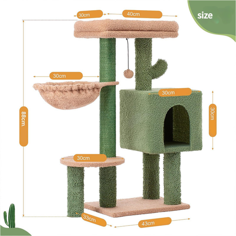 Cactus Cat Tree with Condo and Hammock