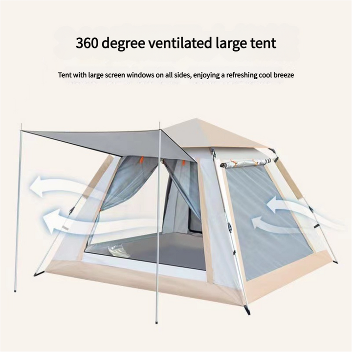 Camping Tent with Awning | Waterproof Family Tent with Carry Bag and Accessories 210*210*135cm Cloudy Gray